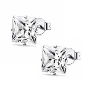 2-pack Fyrkantig Kristall Piercing rhnge Silver 6mm