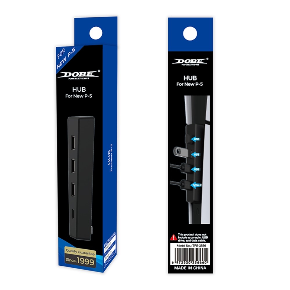 DOBE För PS5 Slim Spelkonsol Hub - adapter USB 2.0 Dockningsstation Splitter